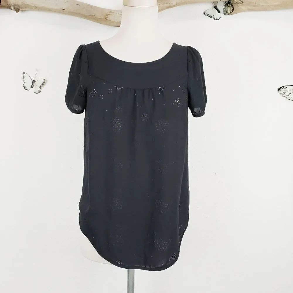 Anthropologie vanessa Virginia lazer cutout blouse